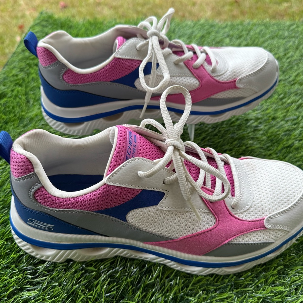 Skechers Hands Free Slip-ins BOBS Sport Arc Waves sneakers Shoes Size 9.5